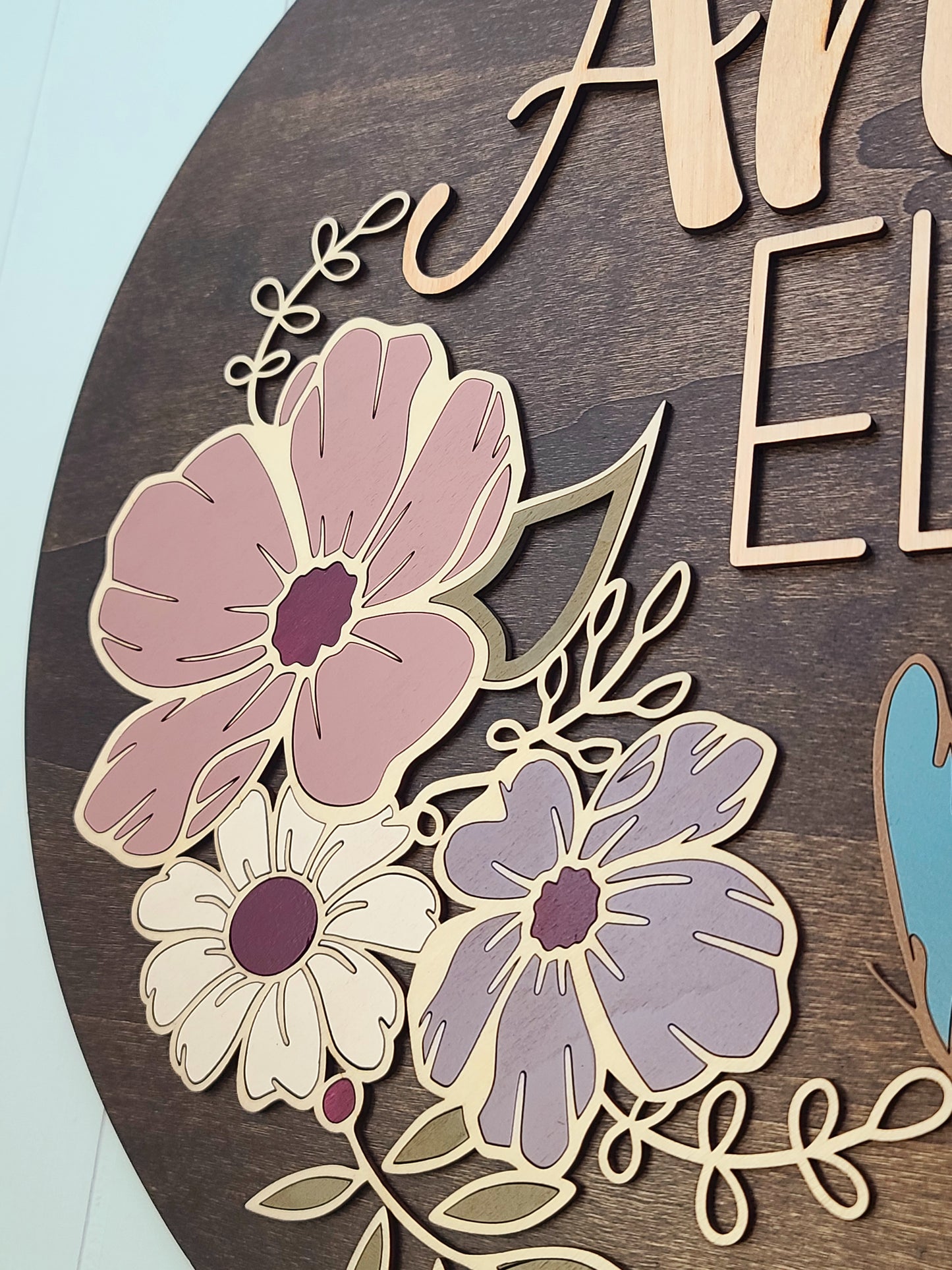 Floral Name Sign for Child's Nursery or Bedroom