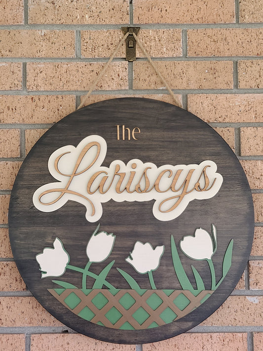 Springtime Family Name Sign